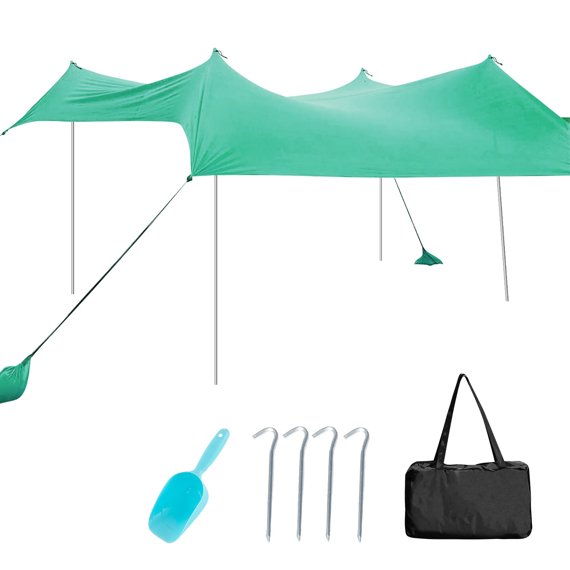 ALPHA CAMP Beach Tent Canopy, Portable Sun Shelter Sun Shade 7x7 FT with  Sandbag Anchors, 2 Pole Pop Up Outdoor Shelter Family Size for Beach