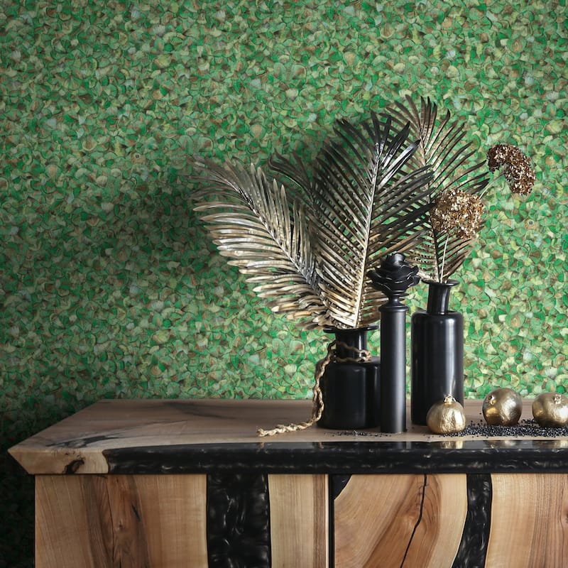 Galerie Wallcoverings Energy Collection Metallic Geometric Feathers Wallpaper Roll