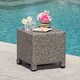 preview thumbnail 8 of 20, Puerta Outdoor Wicker Accent Side Table by Christopher Knight Home Mixed Black