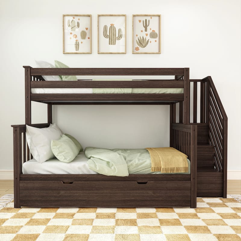 Max and Lily Twin over Full Staircase Bunk Bed with Trundle