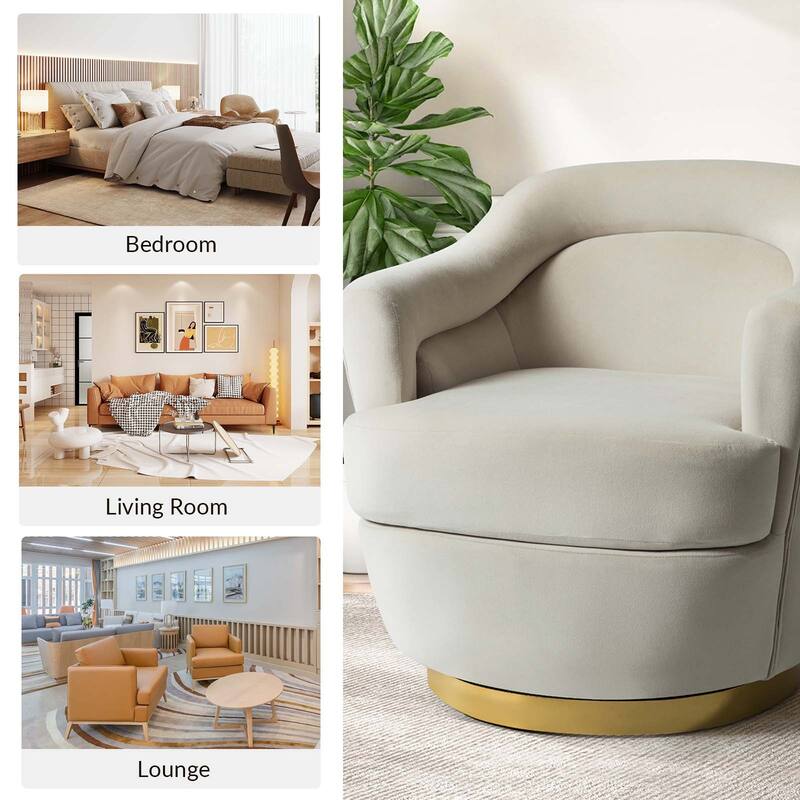 Kanstantin Modern Upholstered Swivel Barrel Chair with Golden Base Set Of 2 by HULALA HOME