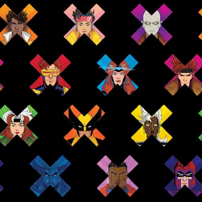 Marvel's X-MEN '97 Faces Black Peel and Stick Wallpaper