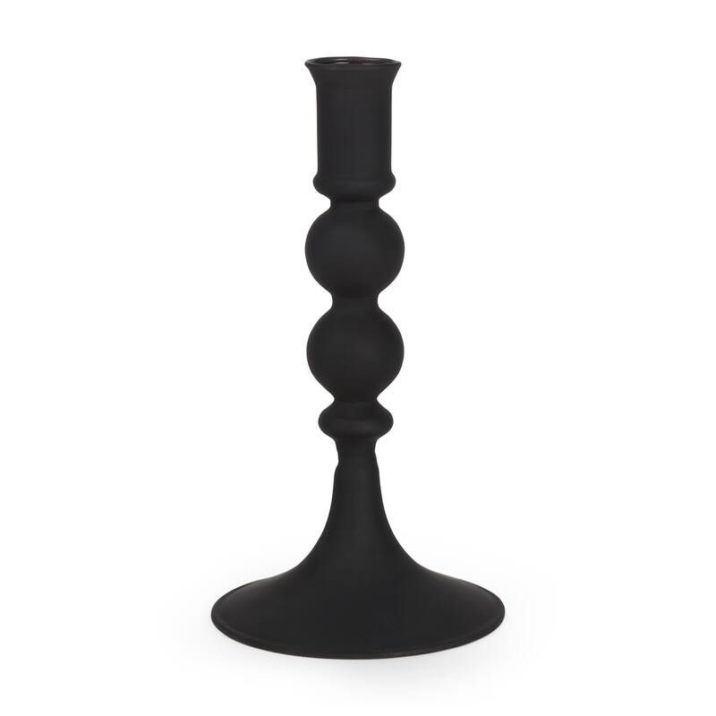Haute Large Matte Black Blown Glass Candlestick - 4.0L x 4.0W x 8.0H