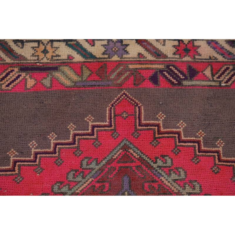 Pink Ardebil Persian Vintage Area Rug Hand-Knotted Wool Carpet - 3'11" x 7'7"