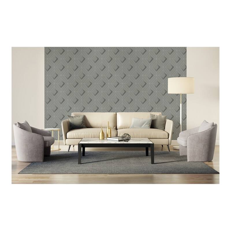Advantage Filmore Grey Diamond Panes Wallpaper - 20.9 x 396 x 0.025