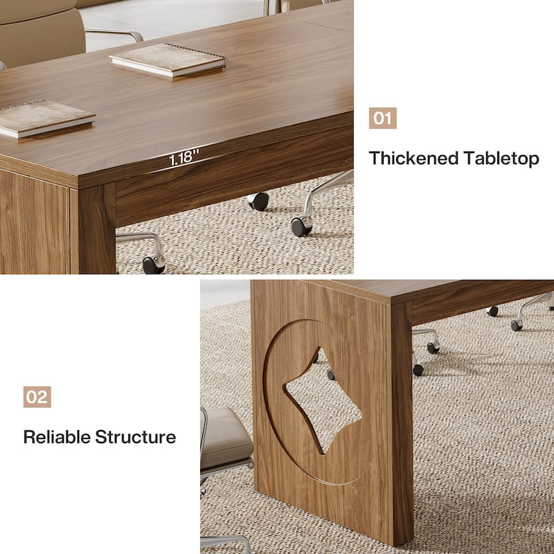 6.56 ft Conference Table, 78.74" Modern Rectangular Boardroom Desk
