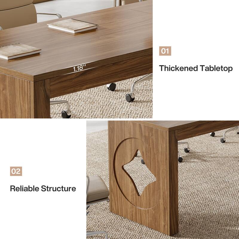 6.56 ft Conference Table, Modern Rectangular Meeting Seminar Table