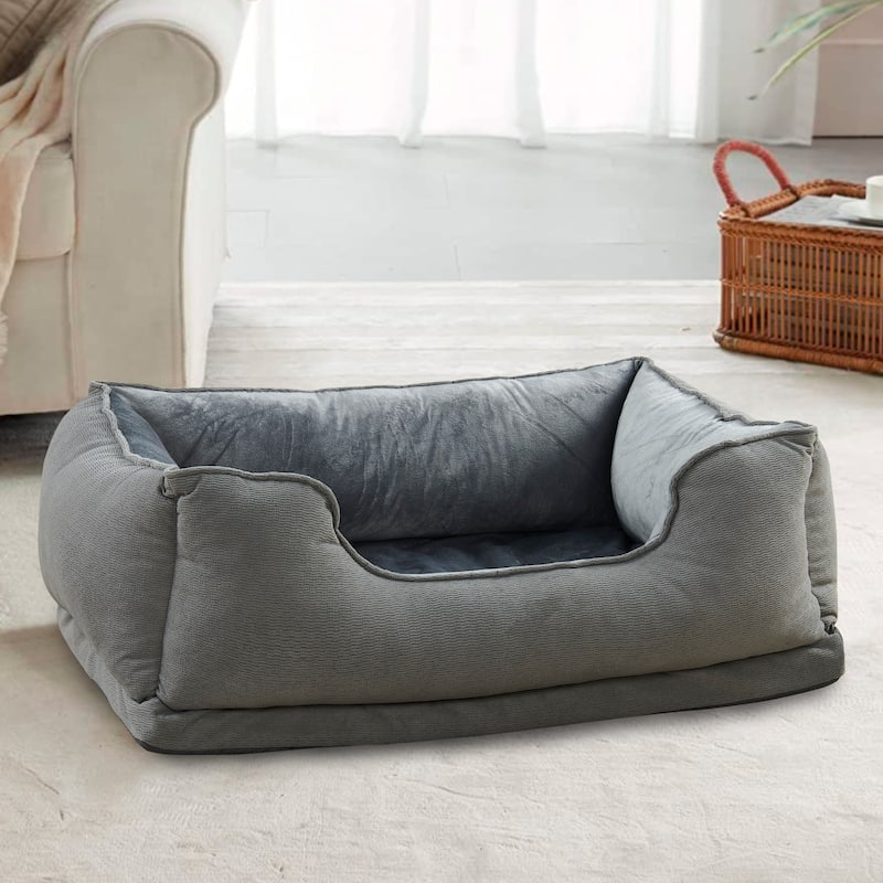 Textured Plush Rectangle Pet Bed