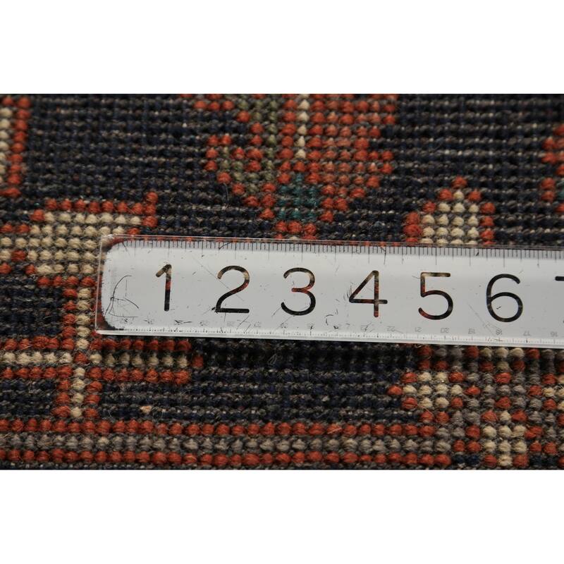 Orange Geometric Heriz Serapi Indian Area Rug Handmade Wool Carpet - 7'11"x 9'10"