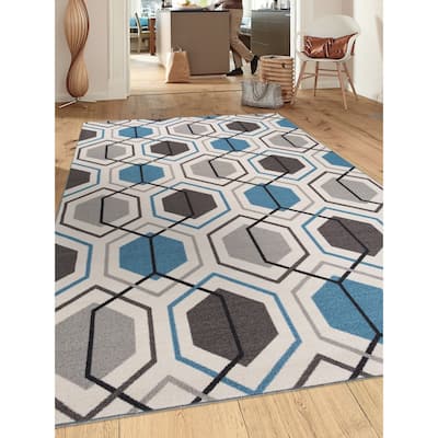 World Rug Gallery Contemporary Geometric Stripe Non-Slip Area Rug
