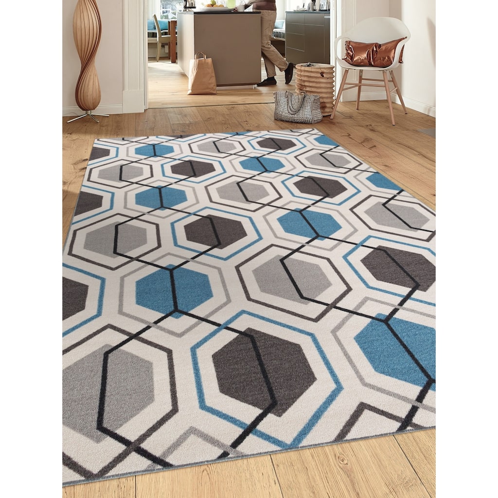 World Rug Gallery Contemporary Geometric Stripe Non-Slip Area Rug