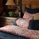 preview thumbnail 4 of 6, HiEnd Accents Melinda Red/Navy Washed Linen Vintage Floral Medallion 3 Piece Duvet Cover Set