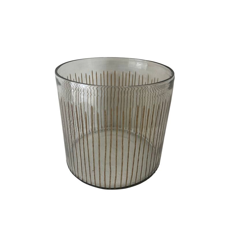 Glass Candle Holder Hand Etching Dia 7.5" & H7" - CLEAR - CLEAR