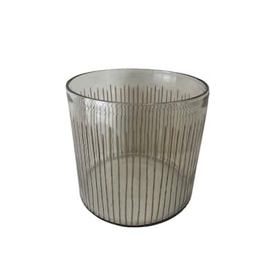 Glass Candle Holder Hand Etching Dia 7.5" & H7" - CLEAR - CLEAR