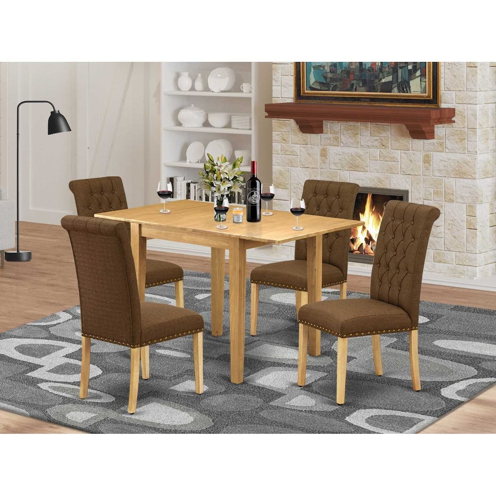 HomeStock 5-Pc Natural Oak Finish Solid Wood Top - Dining Room Set - Seats 4