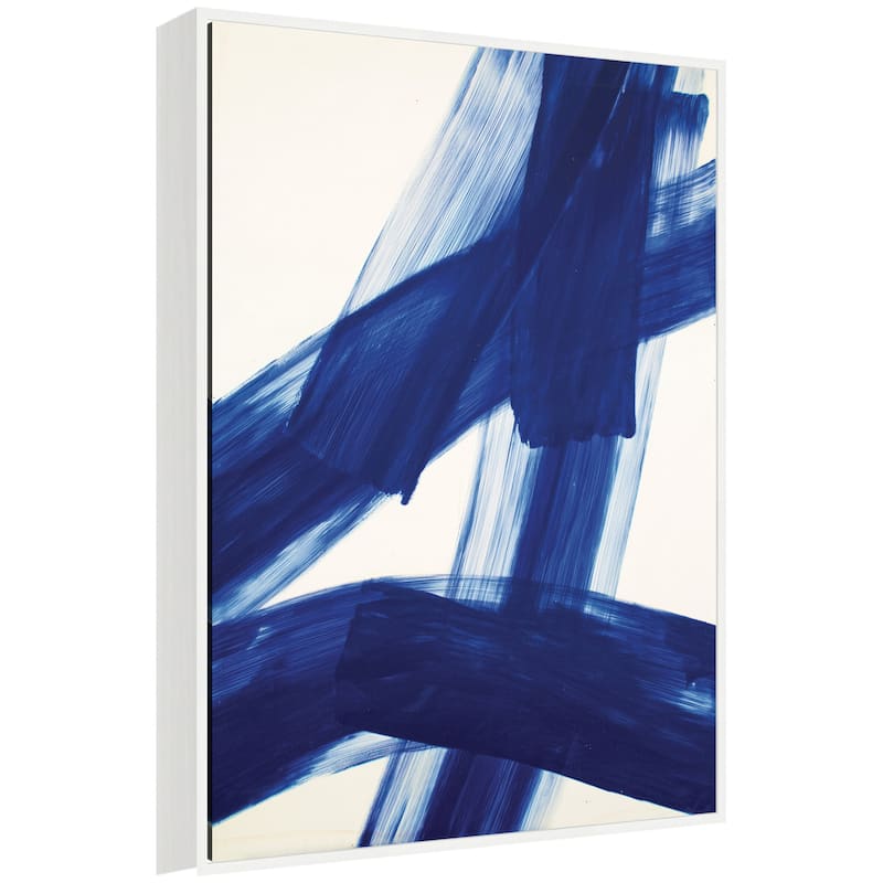 Kate and Laurel Cobalt Mark No. 3 by Amy Lighthall Framed Canvas Wall Art Print - 28 x 38