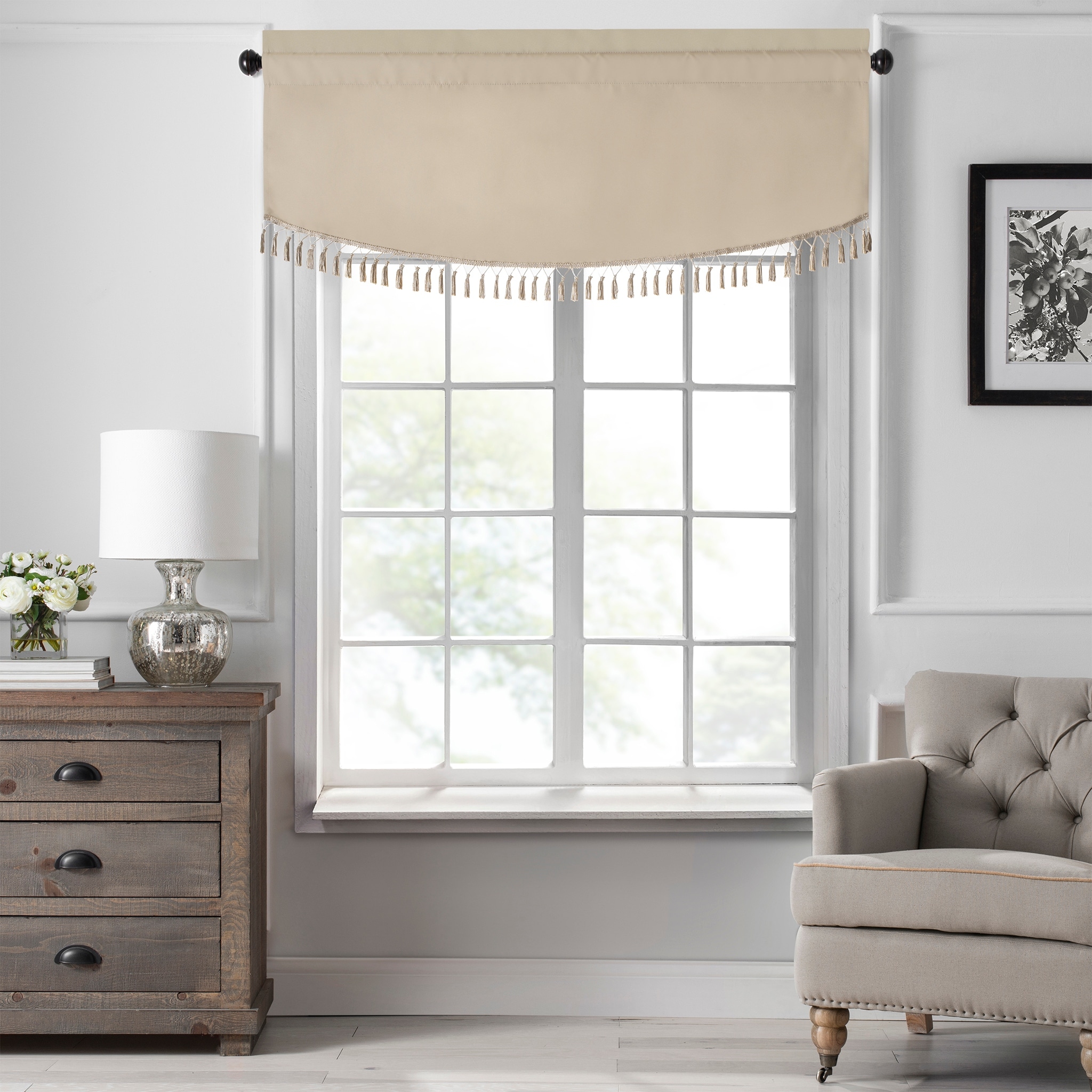 SunVeil Vanderbilt Scallop Tassel Window Valance - 50"x19"