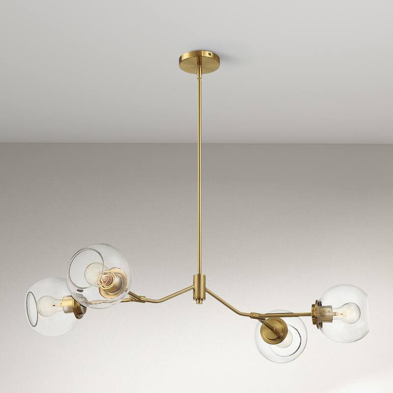 Sunco Modern Farmhouse Gold Brass Chandelier with Clear Glass Shades - Clear Glass