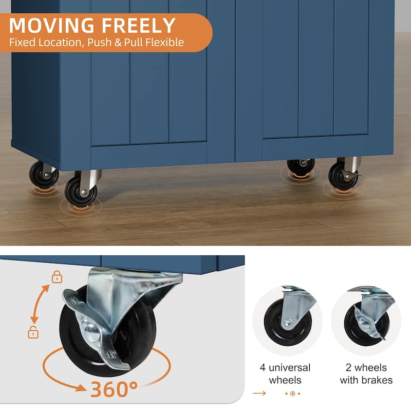 Rolling Kitchen Island with Storage Cabinet & Drawer – Extra Counter Space for Kitchen