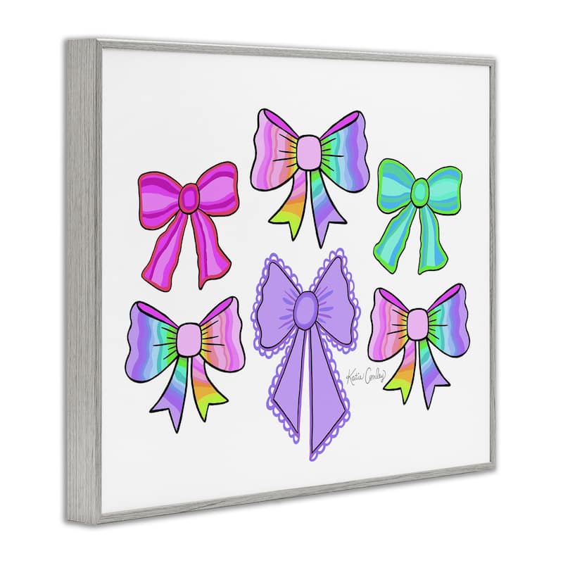 Stupell Playful Bowtastic Ribbons Framed Giclee Art Design By Katie Conley
