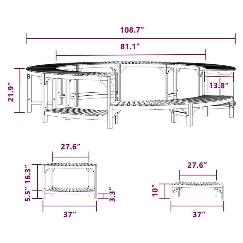 vidaXL Hot Tub Surrounds Brown Ø255 cm