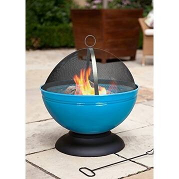 Shop La Hacienda 58175us Globe Enameled Fire Pit With Grill Blue Overstock 16176626
