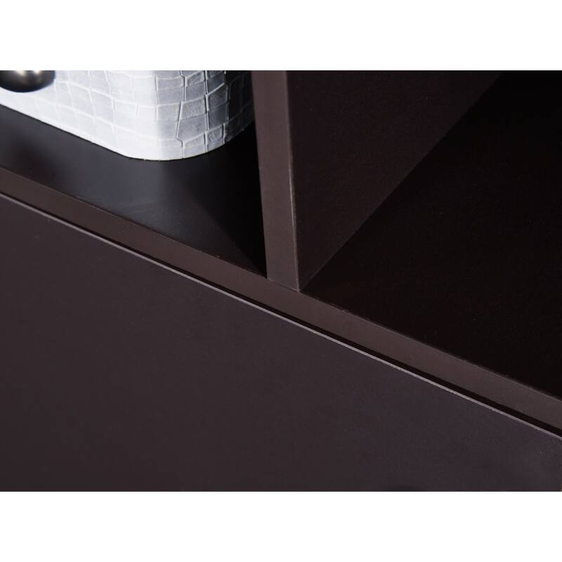 3-tier Wood Bookshelf Bookcase with 2 Bottom Enclosed Cabinet
