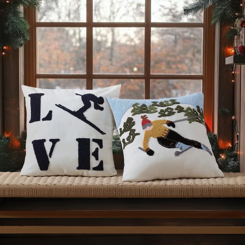 Eddie Bauer Ski Hills Green Throw Pillow