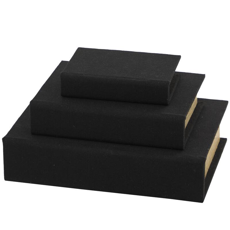 Roche River Decor - Linen Fabric Chevron Patterned or Texxtured Faux Book Storage Box - Set of 3 or 4 Multi-Colored