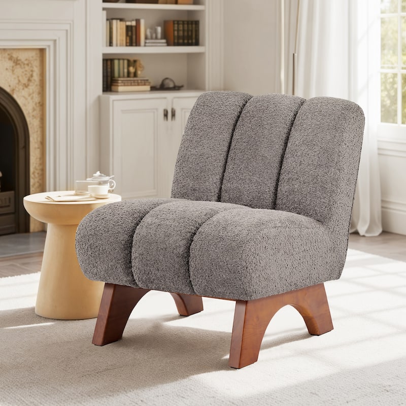 Art Leon Modern Wood and Fabric Accent Sofa Chair - Grey