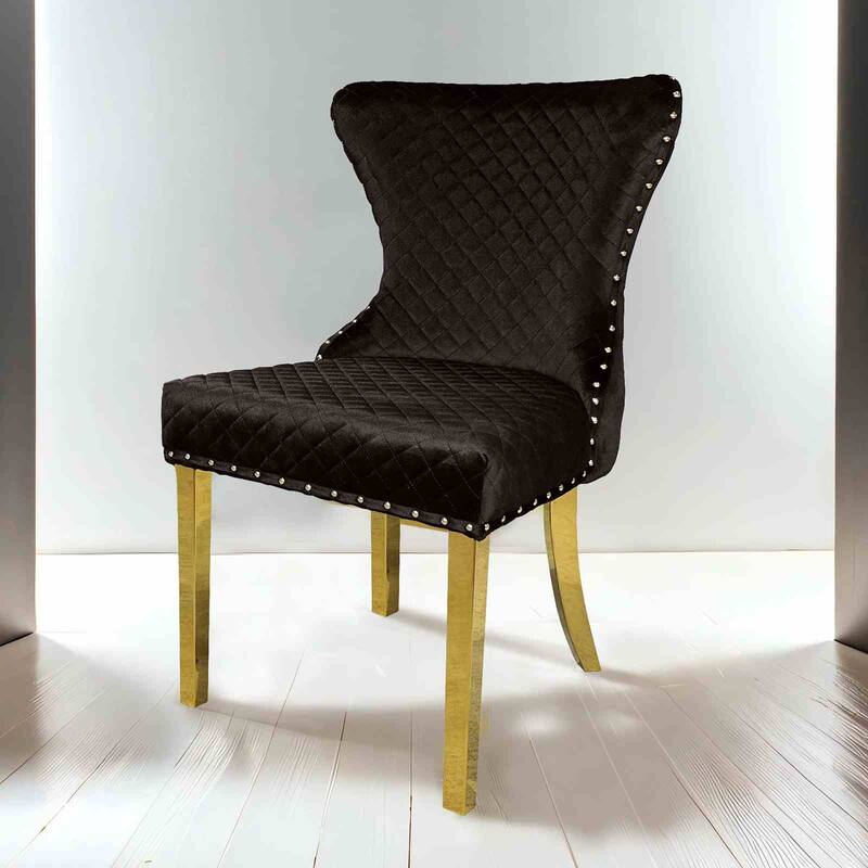 Gold Black Finish Upholstered Glam Side Chairs Set