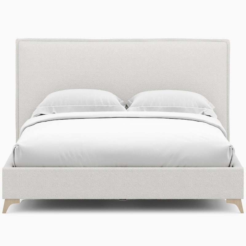 Lottie Cream Boucle Upholstered Queen Platform Bed Frame