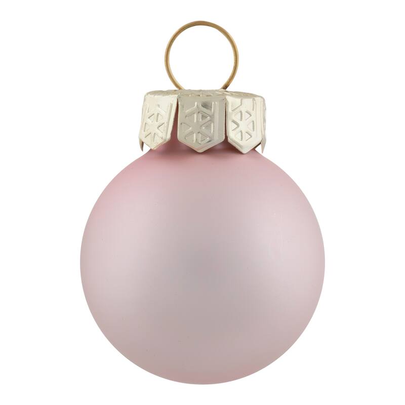 2-Finish Glass Christmas Ball Ornaments - 1" (25mm) - Baby Pink - 24cy