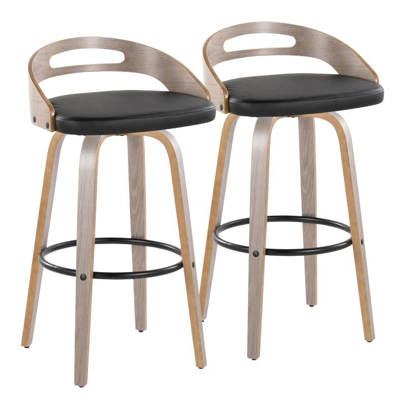 Carson Carrington Sadie 30" Fixed-Height Bar Stool with Bent Wood Legs & Round Footrest (Set of 2)