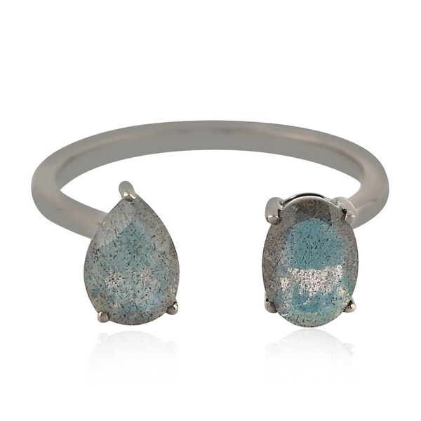 925 Sterling Silver Labradorite Gemstone Between The Finger Ring Jewelry US-7. Opens flyout.
