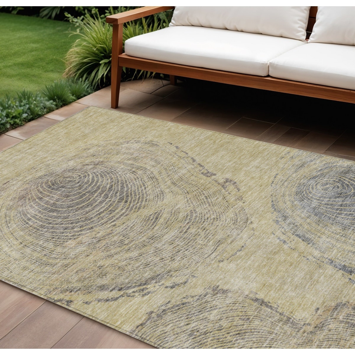 HomeRoots Abstract Transitional Rectangle Outdoor Rug