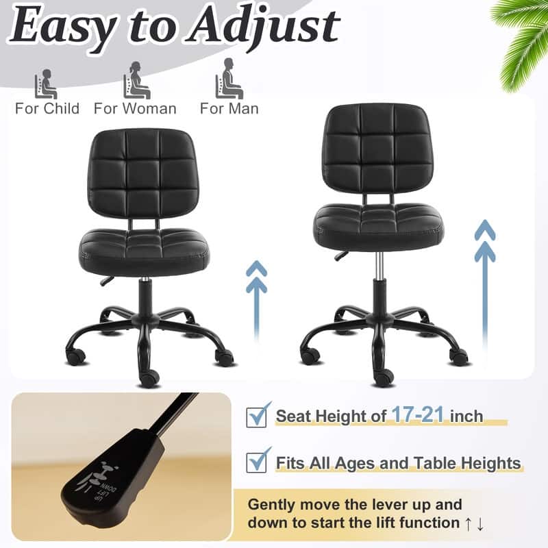 22.1 Inch Upholstered PU Lattice Swivel Office Chair