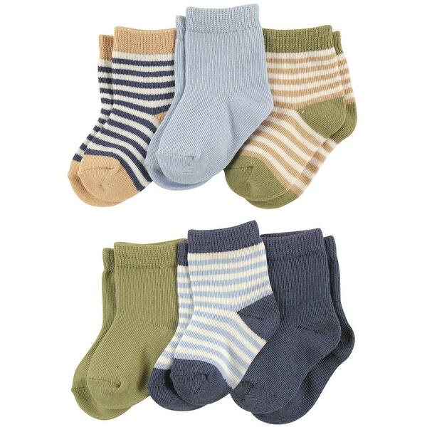 slide 1 of 1, Touched by Nature Baby Boy Organic Cotton Socks, Boy Stripes 0-6 Months - Boy Stripes