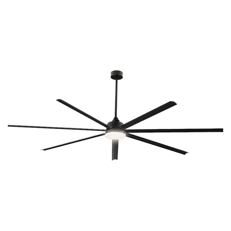 96 Inch Industrial Ceiling Fan with Light 7 Aluminum Blades and 6 Speed Remote Black