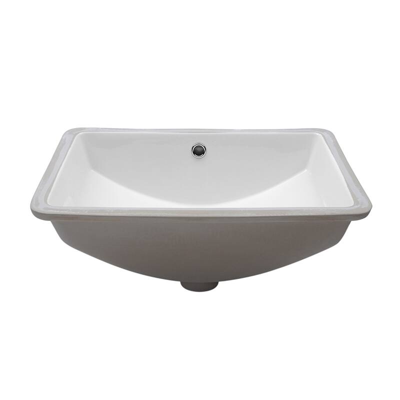 Ceramic Handmade Rectangular Undermount Bathroom Sink with Overflow