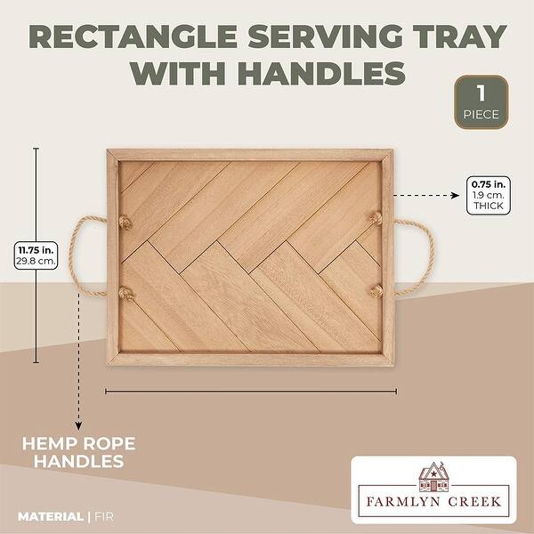 Farmlyn Creek Wooden Serving Tray with Hemp Rope Handles (15.6 x 11.75 ...