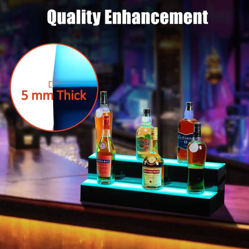 LED Light-Up Wine Bottle Display Rack, Wall-Mounted Acrylic