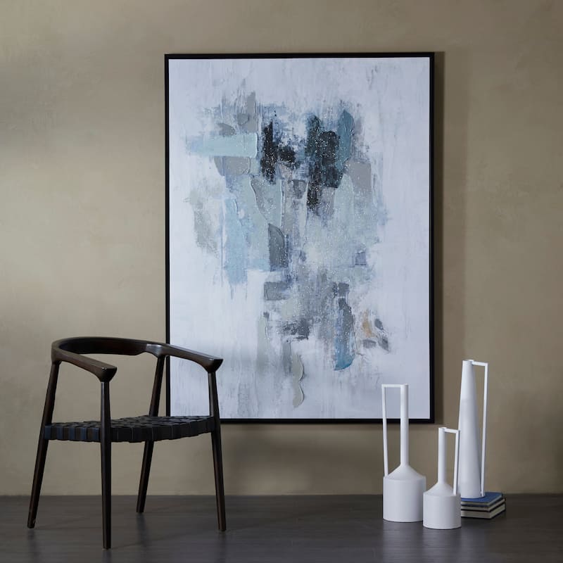 Canvas Abstract Framed Wall Art with Black Frame - Blue - Roche River Decor