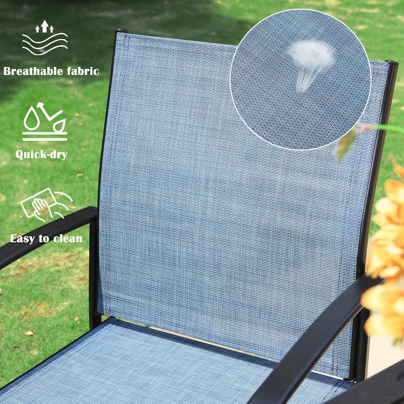 MAISON ARTS 7-Piece Patio Dining Set Metal Rectangle Table and 6 Textilene Chairs