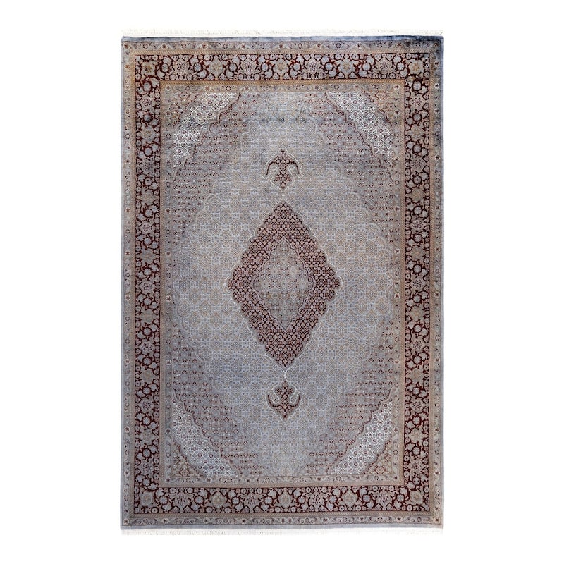 Overton Hand Knotted Wool Vintage Inspired Modern Contemporary Overdyed Gray Area Rug - 6' 1" x 9' 5"