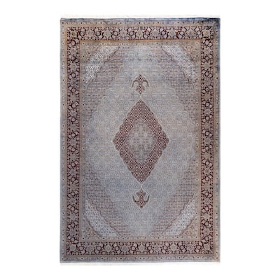 Overton Hand Knotted Wool Vintage Inspired Modern Contemporary Overdyed Gray Area Rug - 6' 1" x 9' 5"