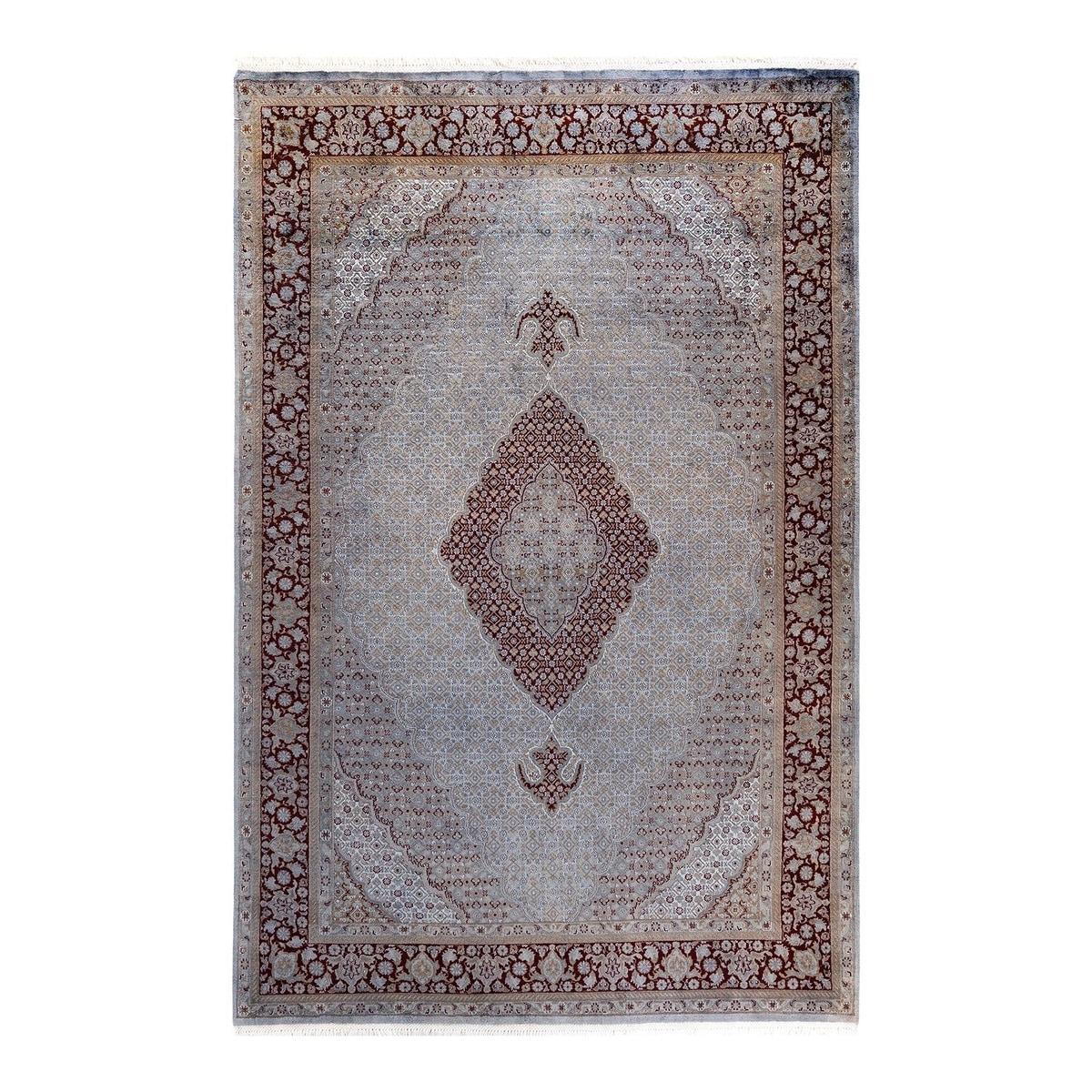 Overton Hand Knotted Wool Vintage Inspired Modern Contemporary Overdyed Gray Area Rug - 6' 1" x 9' 5"