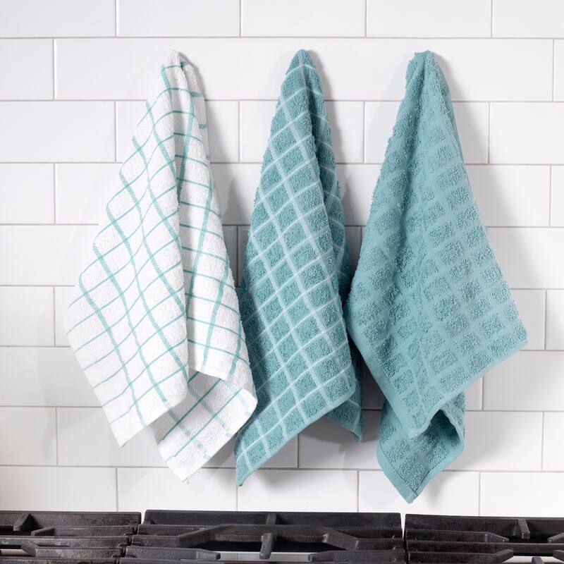 Ritz 3-Pack Terry Check Kitchen Towel and 6-Pack Terry Check Dish Cloth Set
