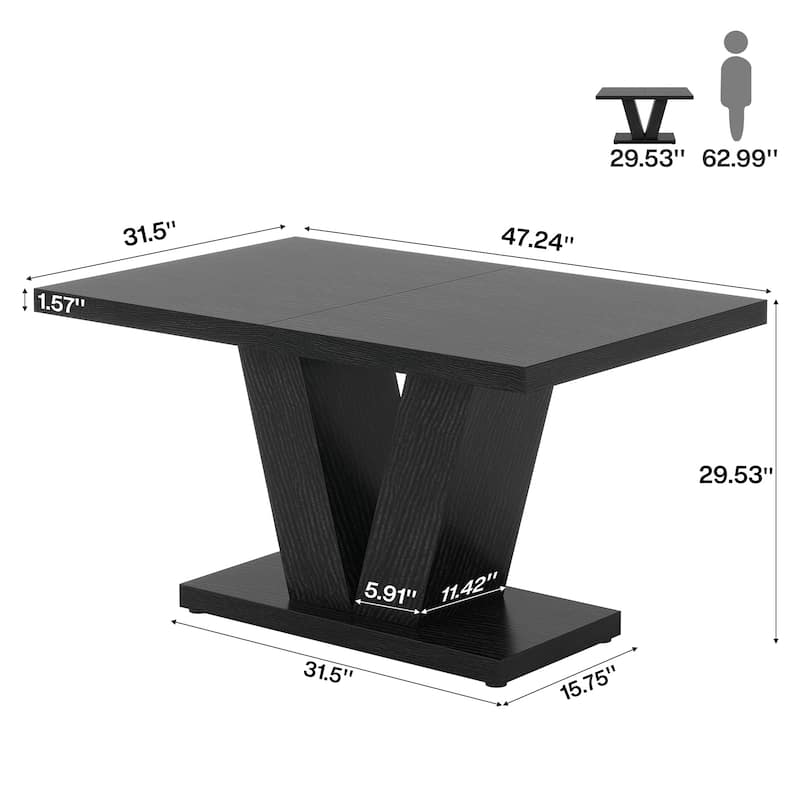 47” Farmhouse Small Rectangle Dining Table for Kitchen Dining Room