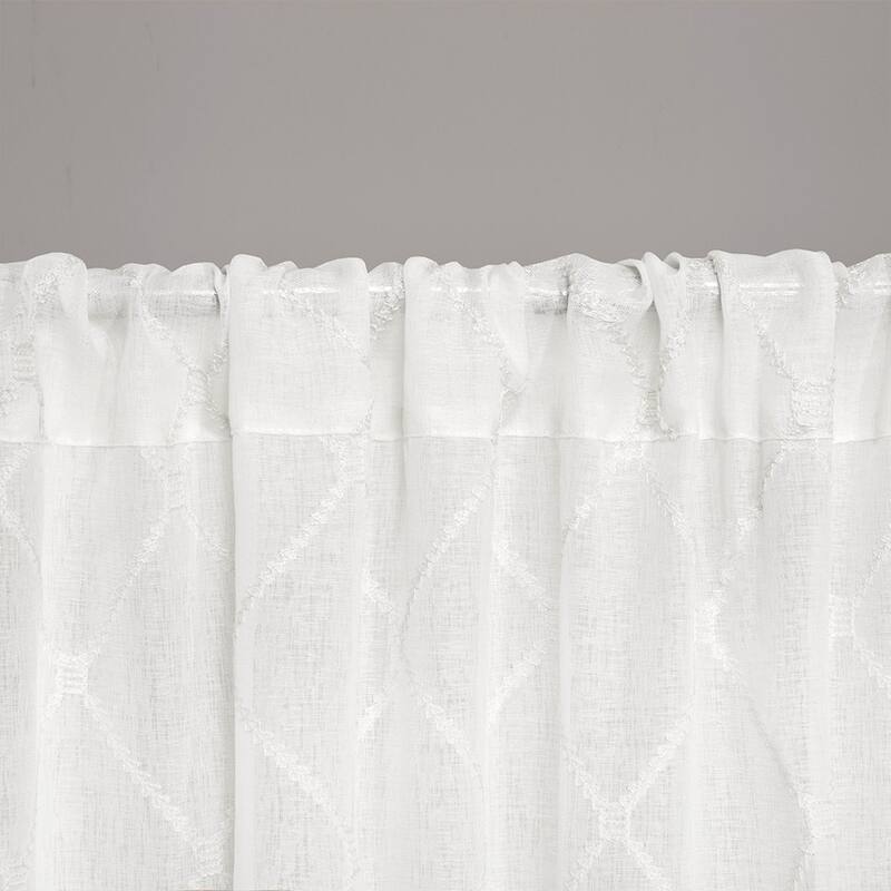 Diamond Sheer Window Curtain Panel - White